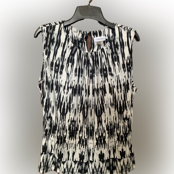 CALVIN KLEIN sleeveless black & white top, large - Picture 1 of 4
